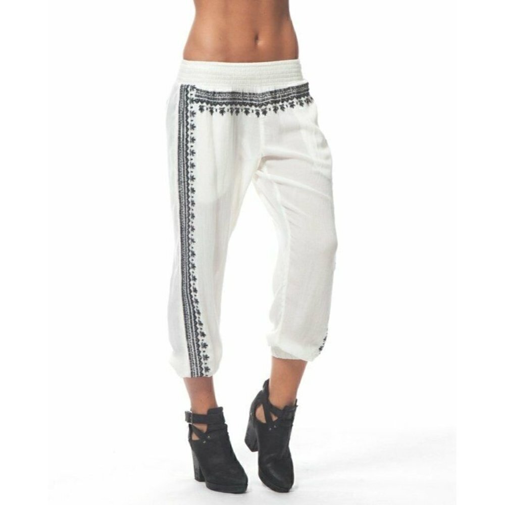 RipCurl Women's White Surfwear Oceana Embroidered Beach Pants GPAGF7 - Picture 3 of 11